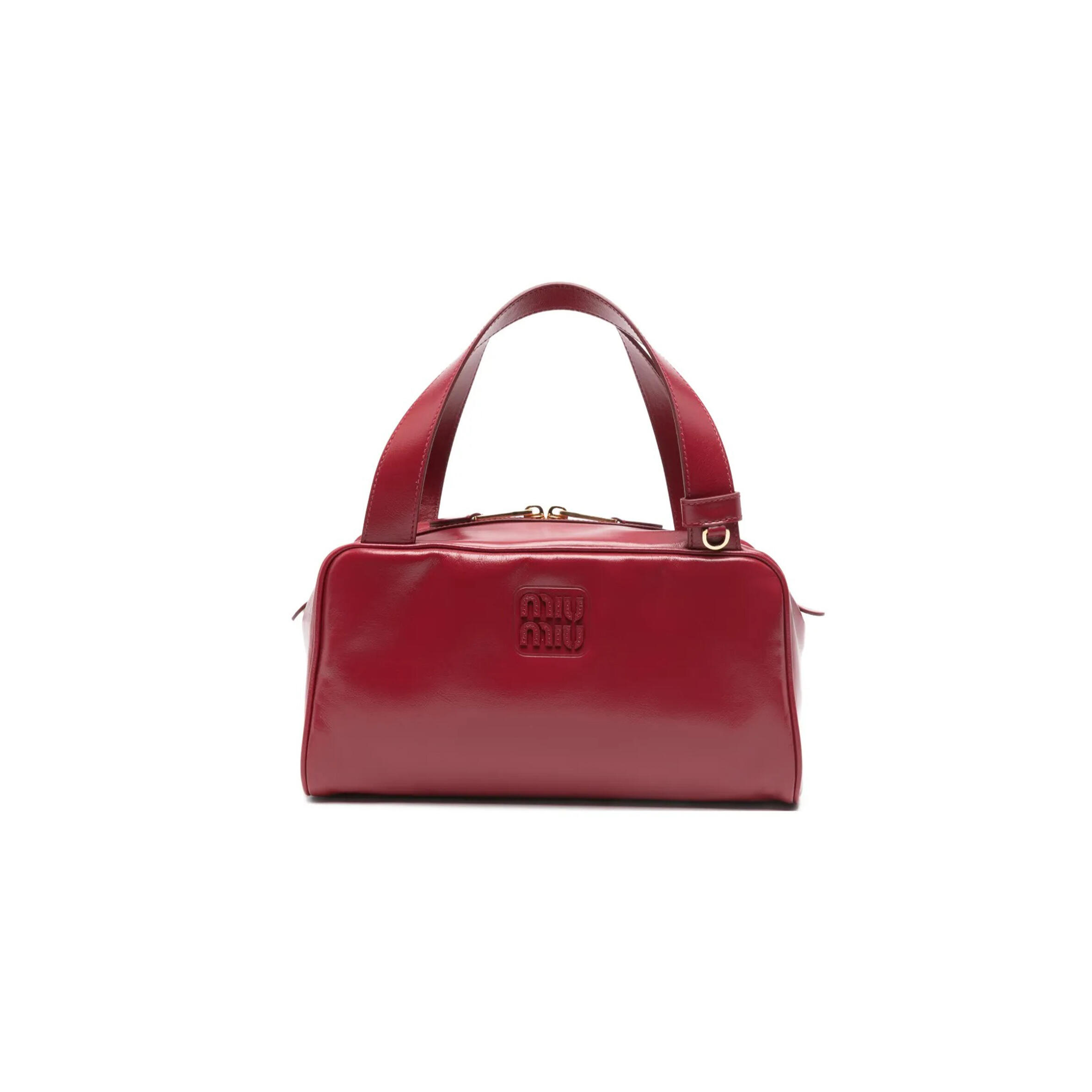 MIU MIU BAULETTO GLOSSY LEATHER TOP-HANDLE BAG 5BB182 (28*15*13cm)